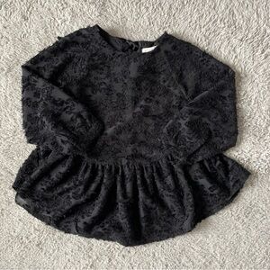 Altar'd State Blouse Top Women S Black Floral Peplum Witchy Whimsigoth Coquette